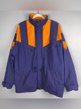 Adidas Vintage 90s Windbreaker Jacket Lg Purple Orange Colorblock Design Retro